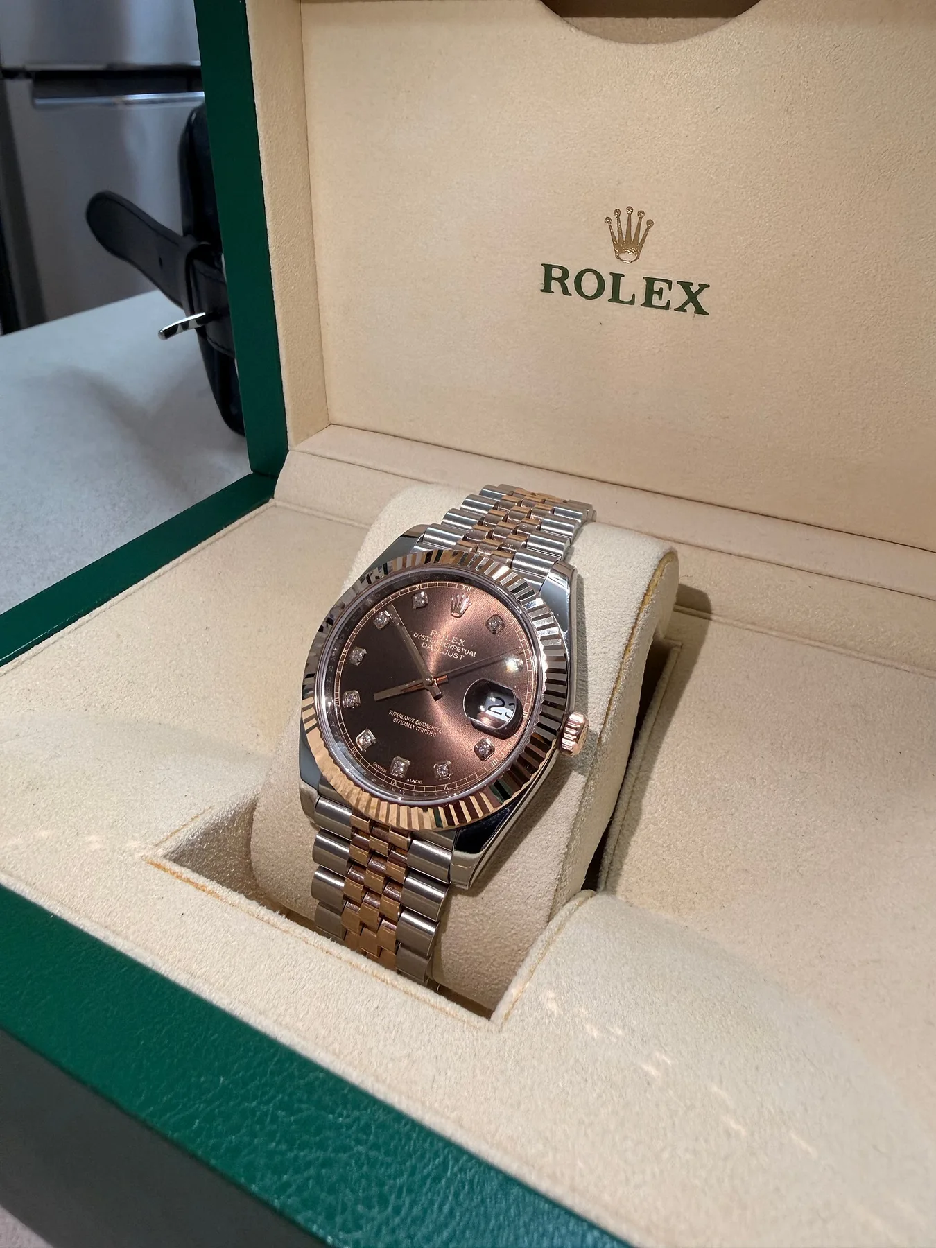 롤렉스 데이저스트 41mm 초코 텐포인트 다이아 로즈골드 콤비 플루티드 베젤 쥬빌레 2018 사진 4