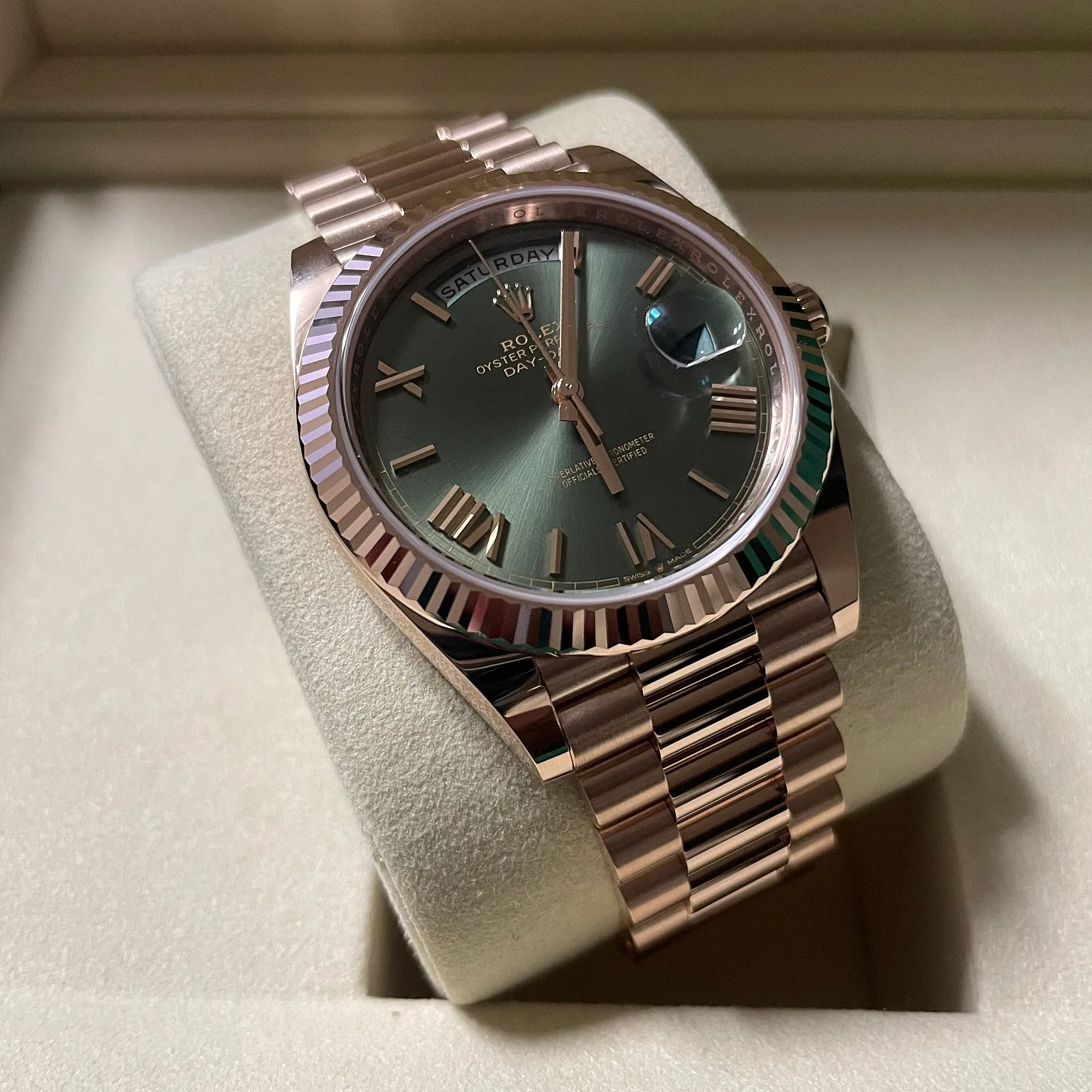 롤렉스 데이데이트 40mm 올리브그린 로즈골드 2025 사진 5