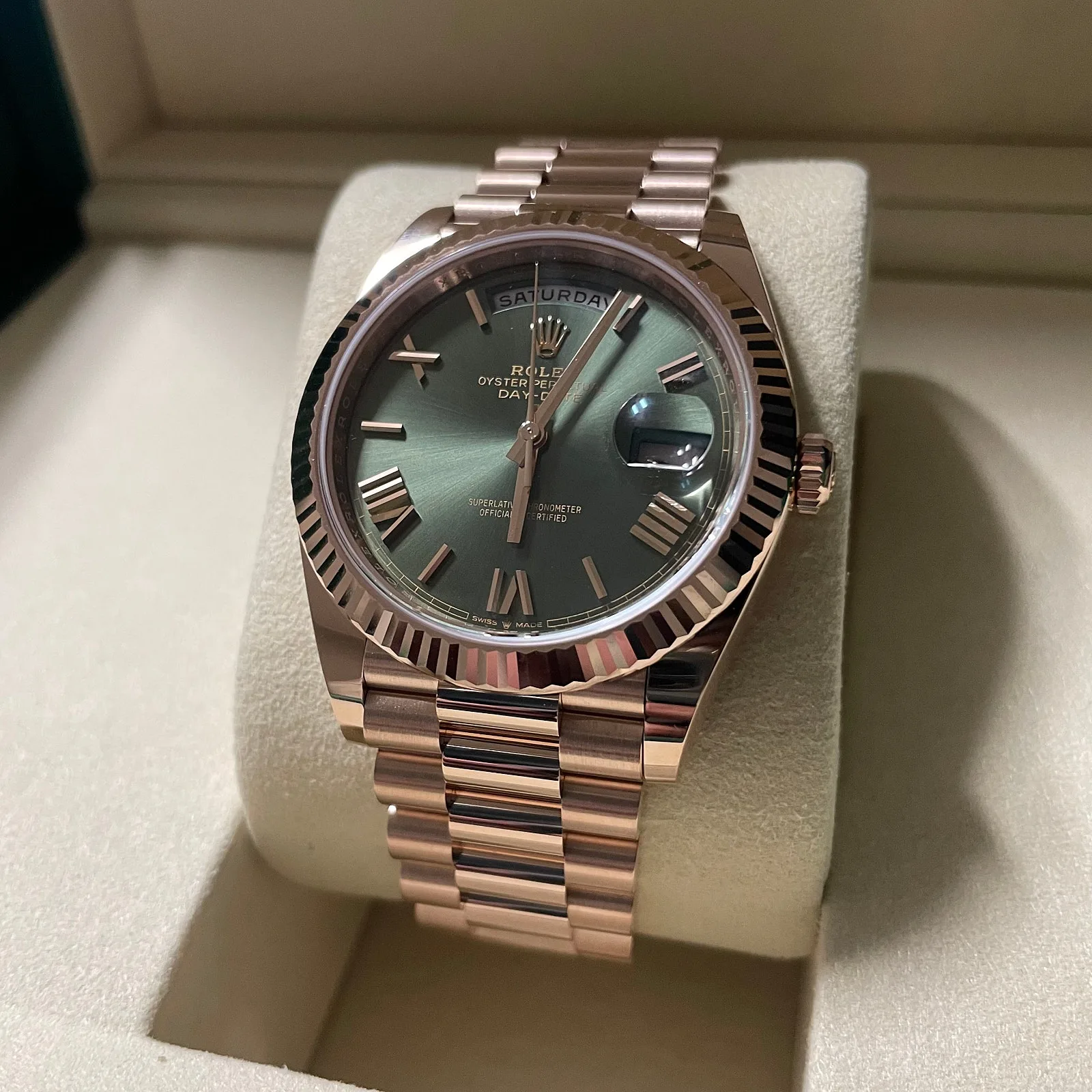 롤렉스 데이데이트 40mm 올리브그린 로즈골드 2025 사진 6