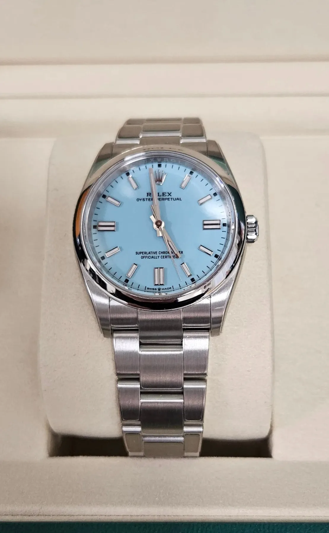 롤렉스 오이스터 퍼페츄얼 터콰이즈 블루 36mm 2025 사진 4
