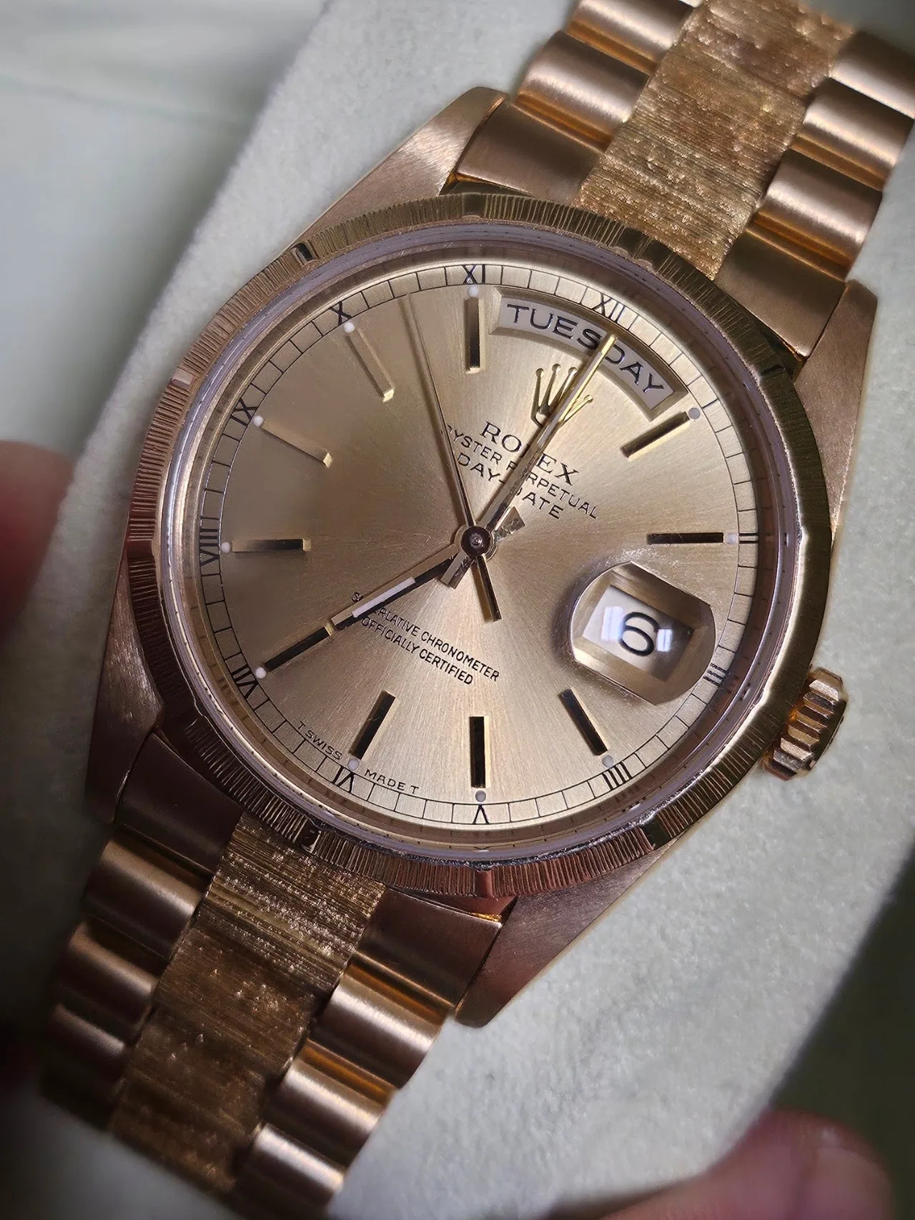 롤렉스 데이데이트 바크피니시 36mm 옐로우골드 1991 사진 6