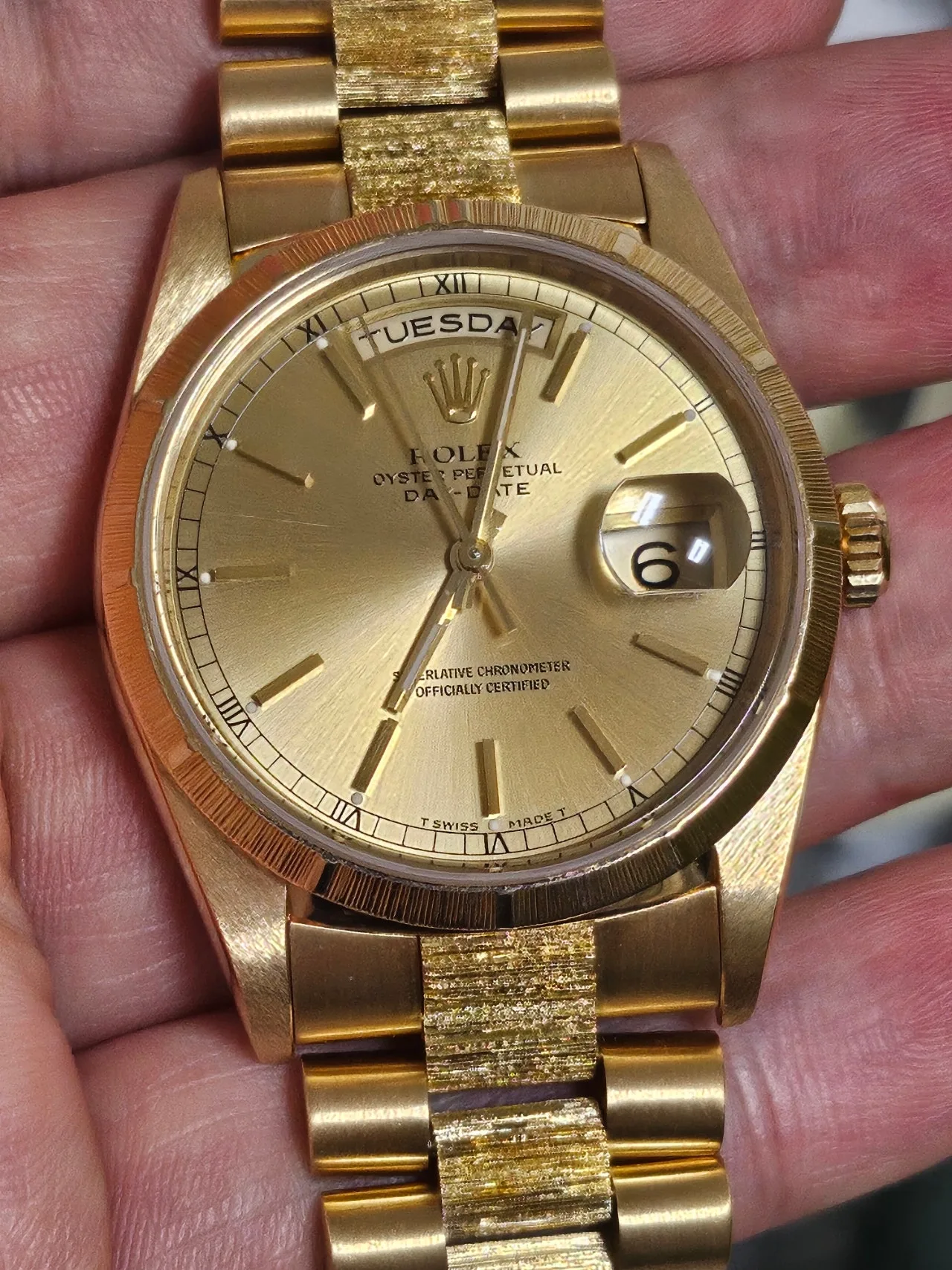 롤렉스 데이데이트 바크피니시 36mm 옐로우골드 1991 사진 8