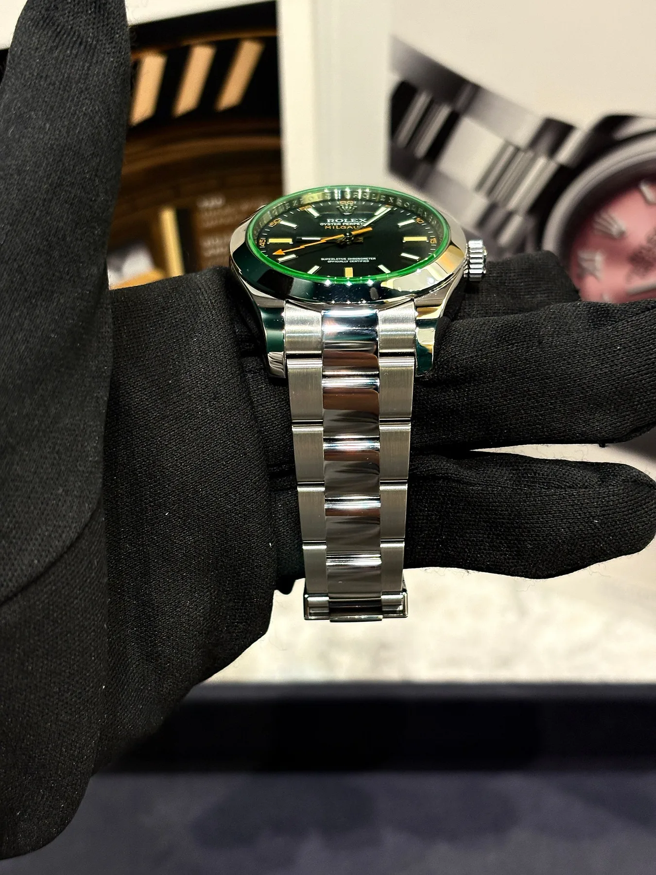 롤렉스 밀가우스 그린 스틸 오이스터 인덱스 40mm 2011 사진 4