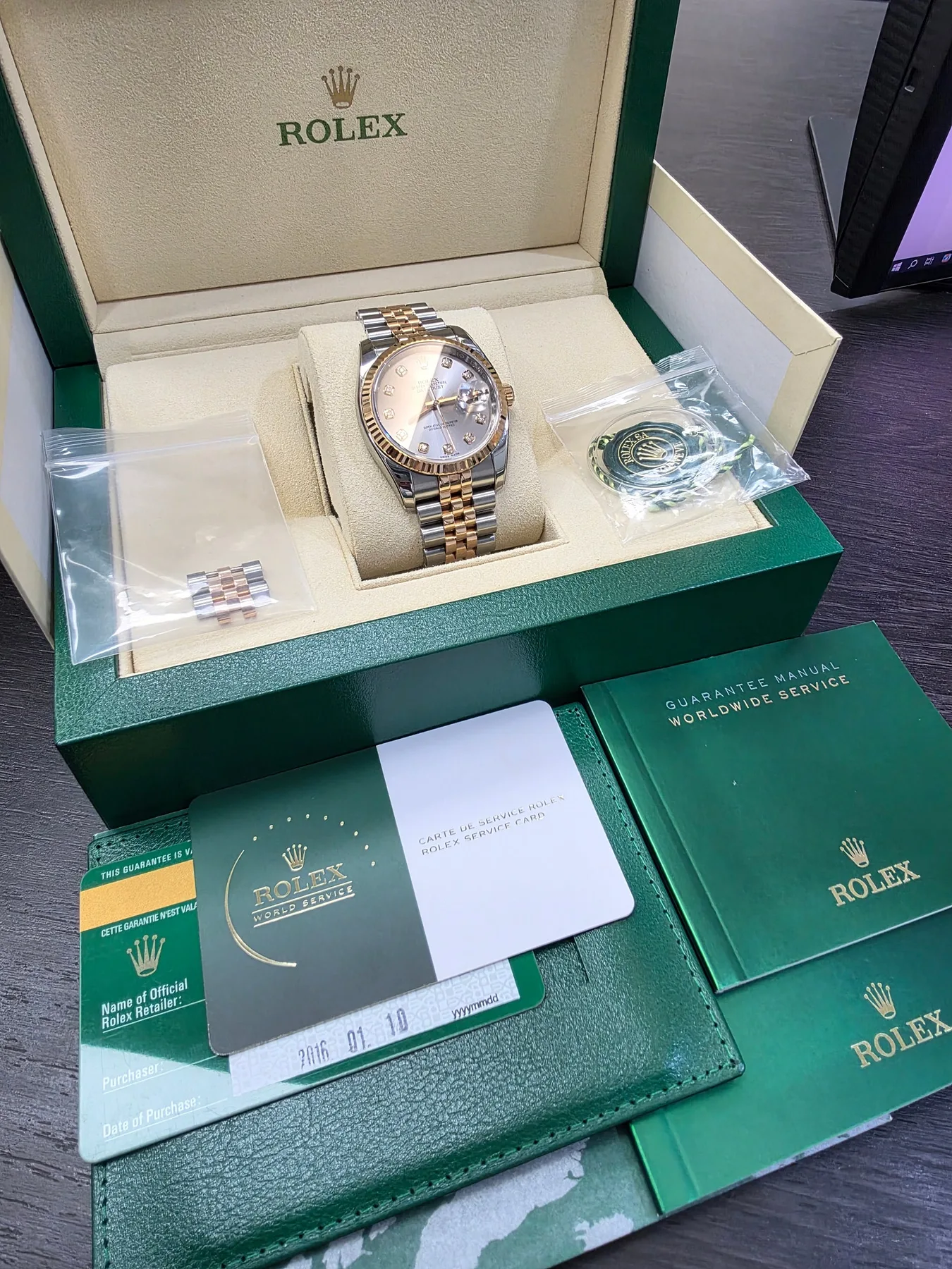 롤렉스 데이저스트 36 로즈골드 콤비 10P 실버로듐 2016 사진 1