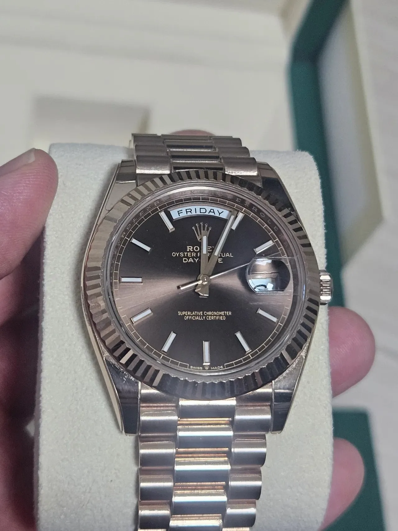 롤렉스 데이데이트 40mm 로즈골드 초코 2024 사진 6