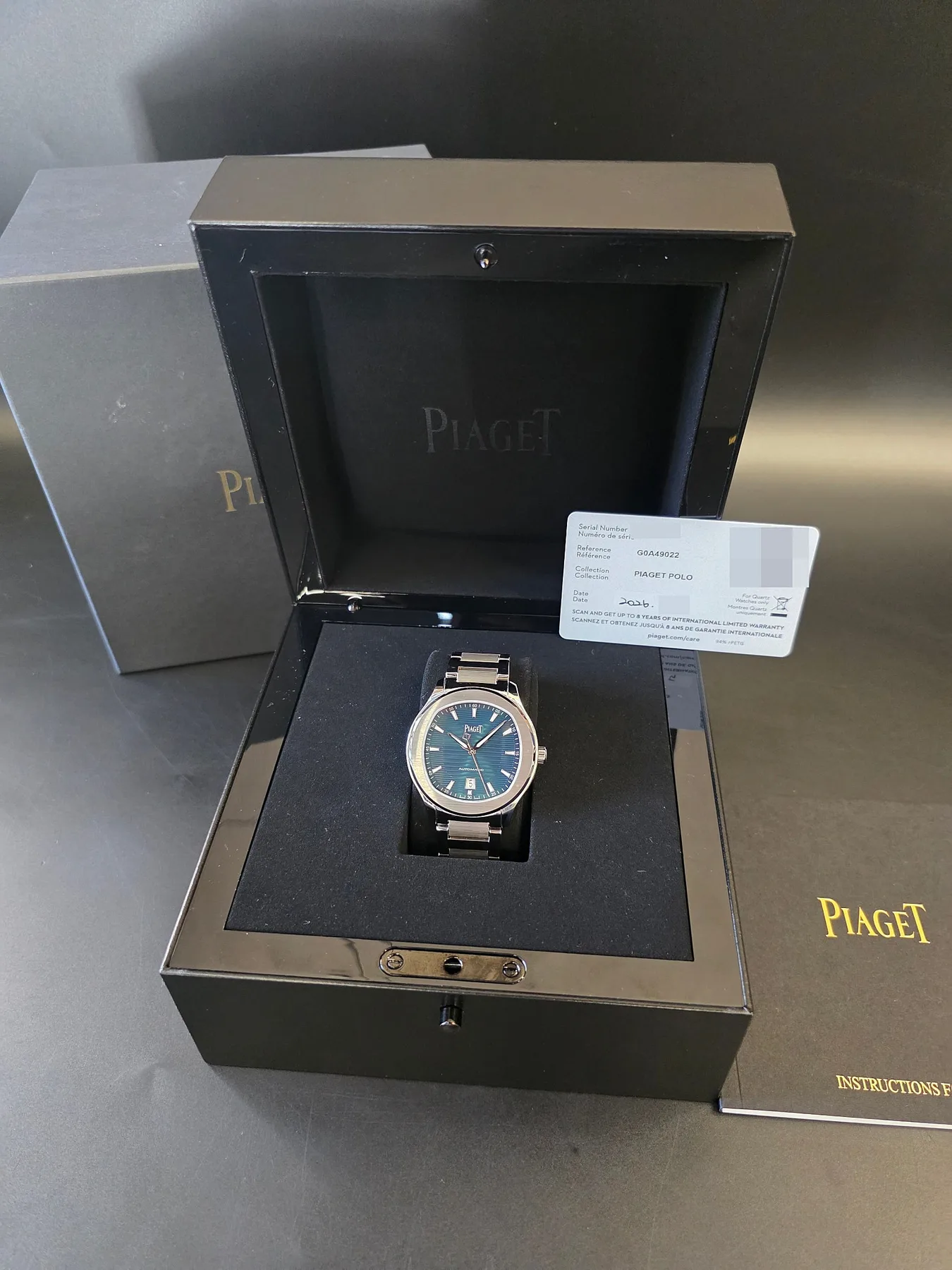 피아제 폴로 데이트 뉴필드 42mm 그린 다이얼 스틸 G0A49022 2026 사진 3