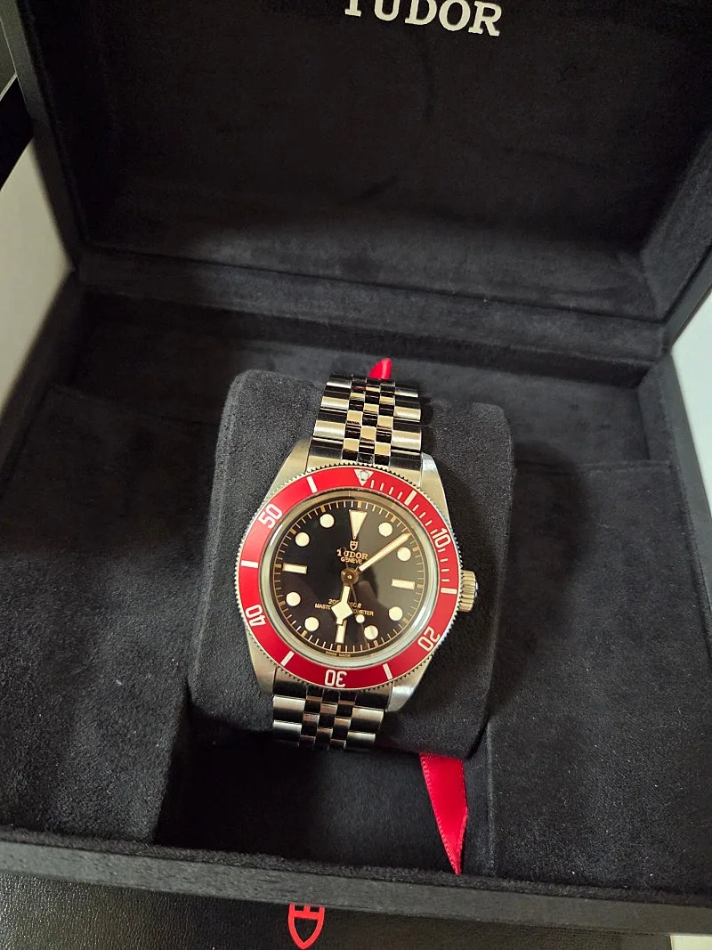 튜더 블랙베이 41mm 스틸 버건디 베젤 블랙 다이얼 쥬빌리 밴드 2023 사진 2