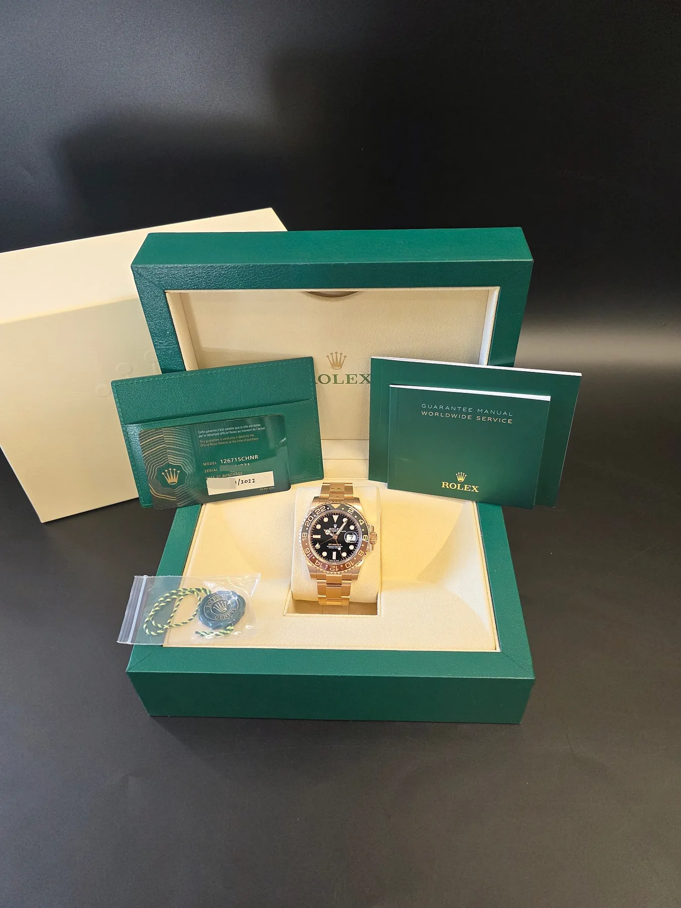 롤렉스 GMT 마스터2 40mm 루트비어 애버로즈 골드 2022 사진 3