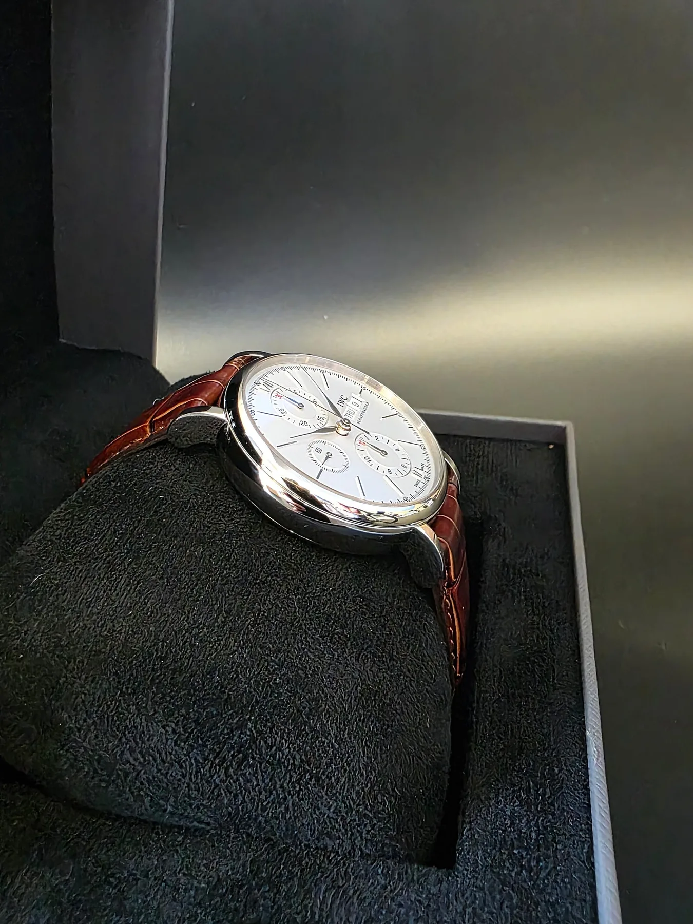 IWC 포르토피노 크로노그래프 42mm 실버 가죽 스트랩 2019 사진 4