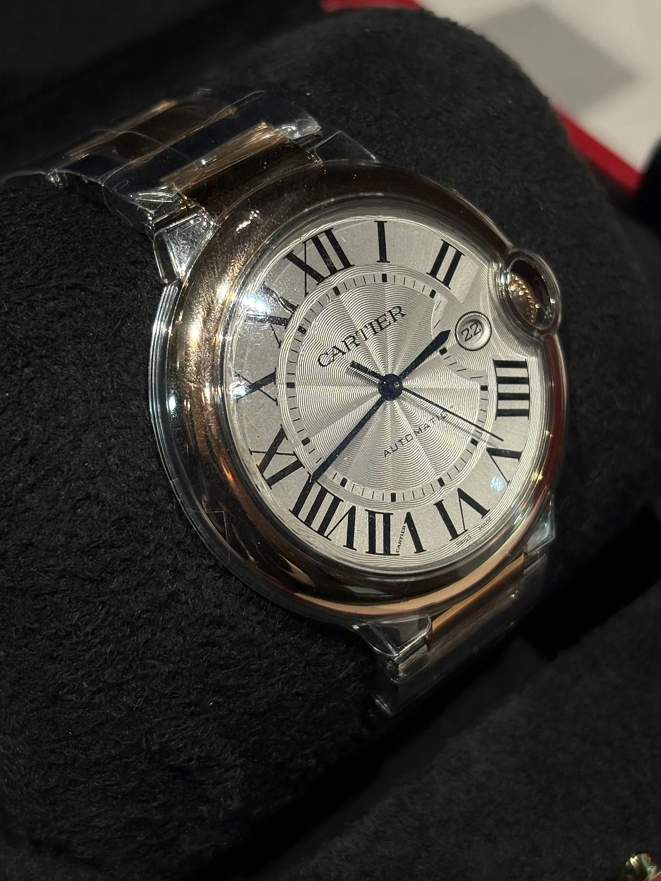 까르띠에 발롱블루 XL 42mm 실버판 로만인덱스 핑크골드콤비 W2BB0034 2024 사진 8