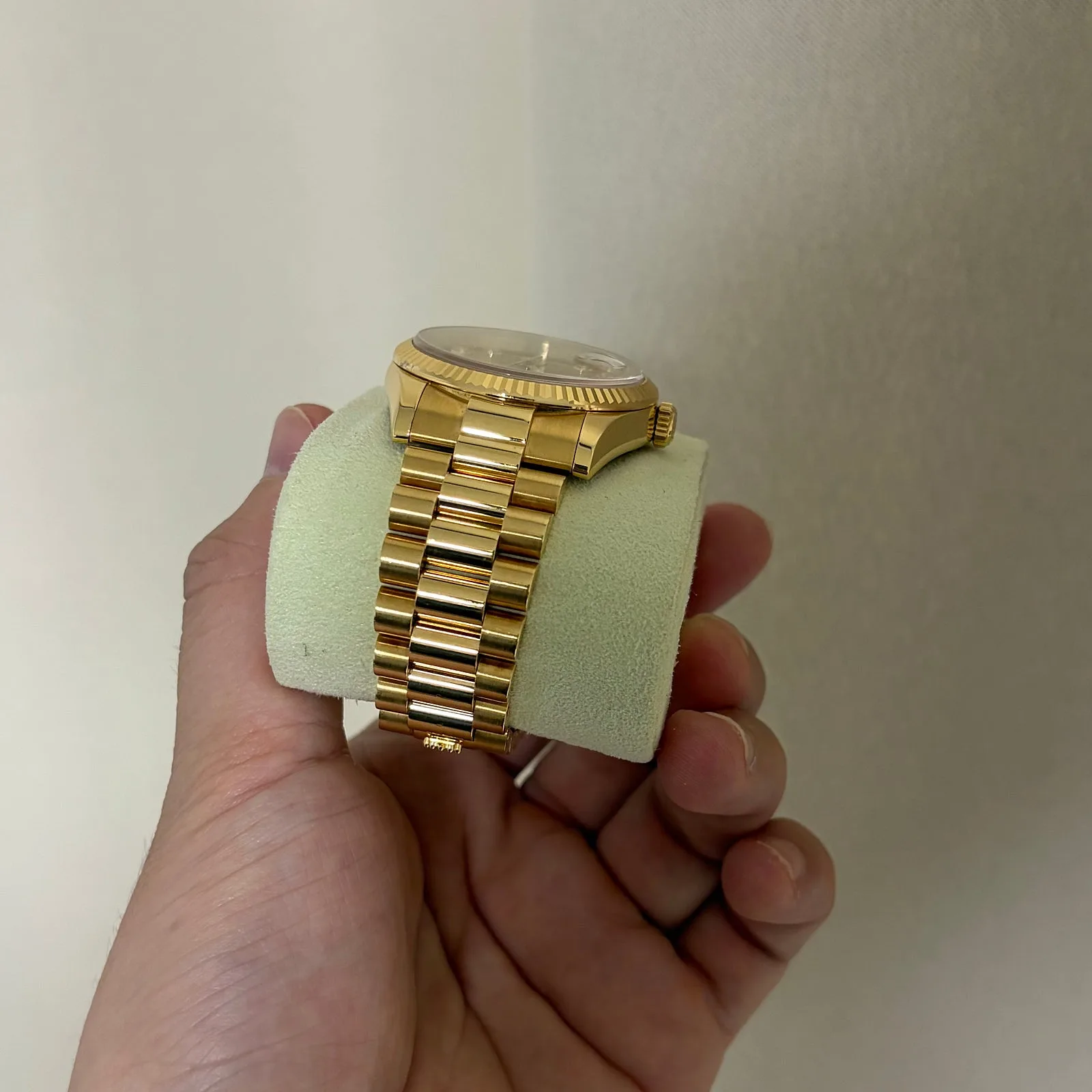 롤렉스 데이데이트 118238 샴페인 36mm 금통 신형버클 인그레이빙 2012 사진 5